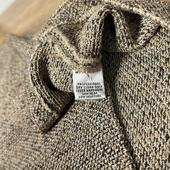 St John Collection great shape tweed cotton khaki tan black stretchy knit dress - Picture 6 of 9